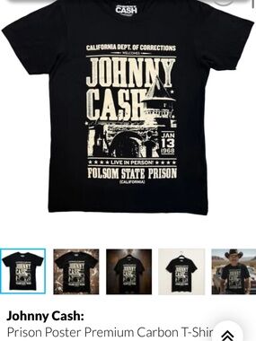 Johnny Cash Folsom State Prison Graphic Tee - Black & Cream